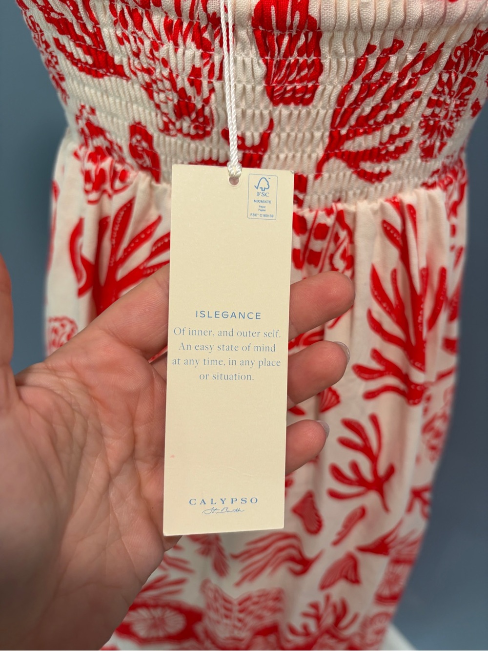 Calypso St. Barth Red White Seashell Linen Blend Maxi Dress Small Coastal NWT - Picture 9 of 11